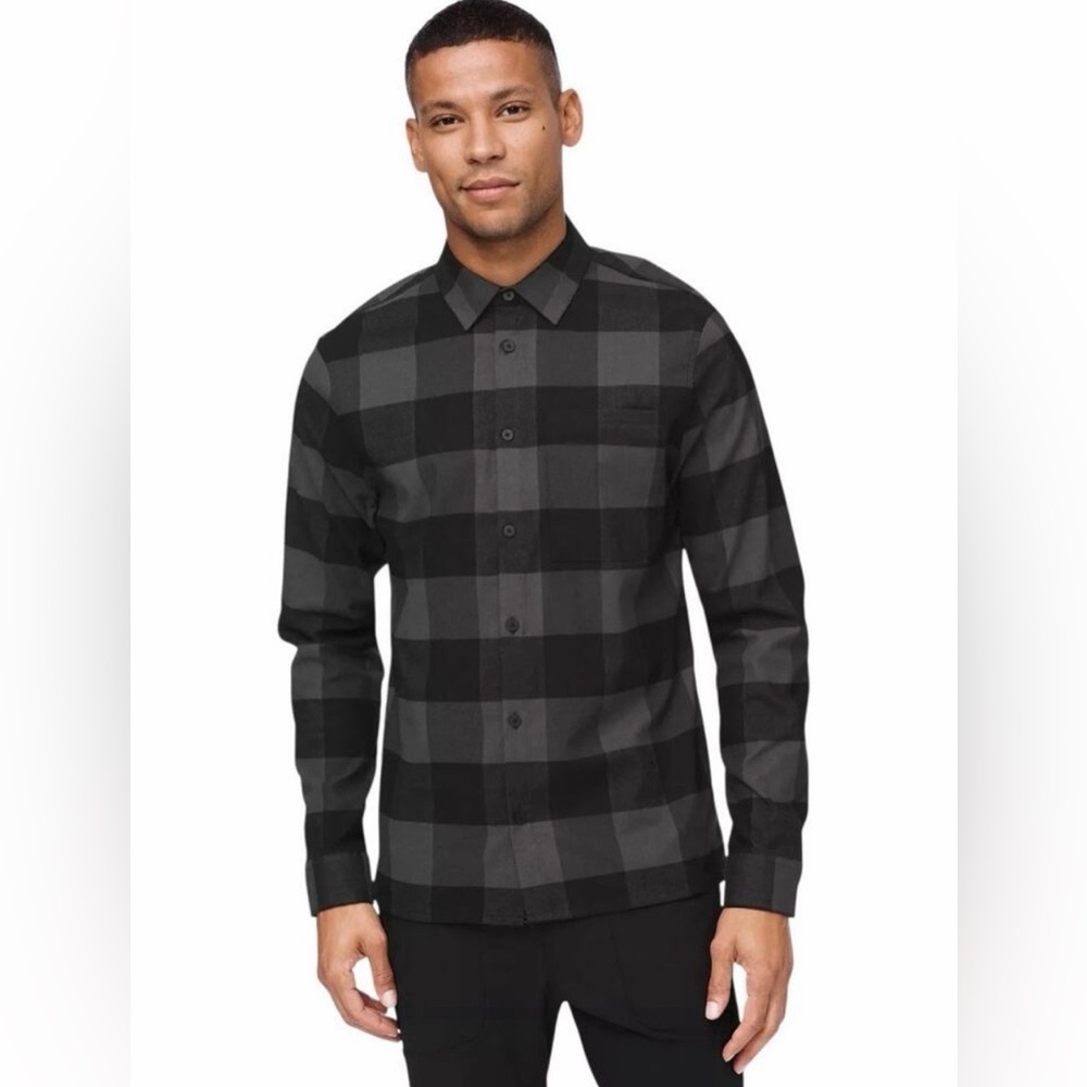 lululemon Masons Peak Flannel Shirt – Black/Grey Plaid – Men’s Medium